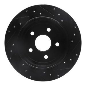 Jeep Grand Cherokee Brake Rotor (1) - Rear Left - R1 Concepts - Drilled & Slotted - Black - `05-`10